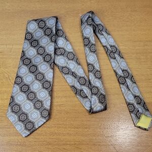 Burma Bibas Tie Men's 57 X 4½" Diagonal Stripe Design Brown Tan Gray